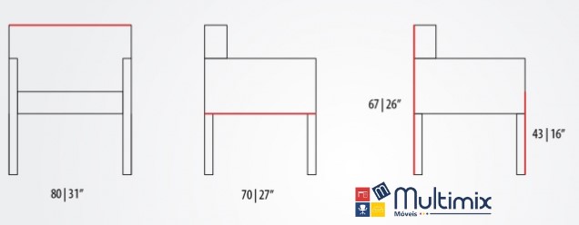 Poltrona Adelaide 1 lugar I Diversas opções de revestimento I com 0,80 m de comprimento