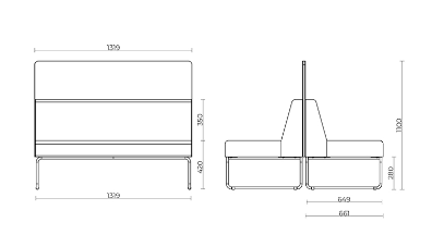 Sofá Pix Para Dois Lugares com Painel Divisor