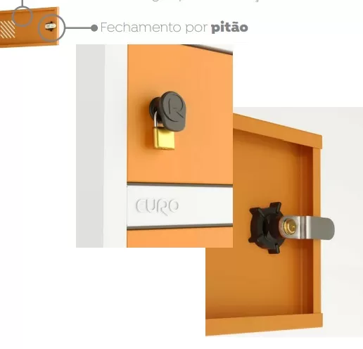 Locker em aço | Porta Celular e Objetos - 30 Portas | Fechadura - Pitão para cadeado, Cores Diversas