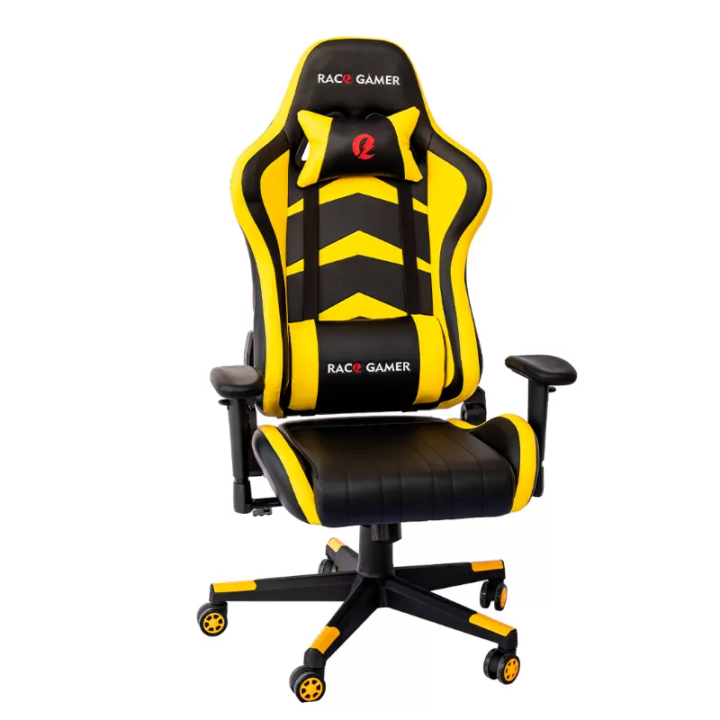 Cadeira PC Gamer Racer Profissional - Preto / Amarelo. A Melhor Cadeira PC Gamer. Qualidade Excepcional!