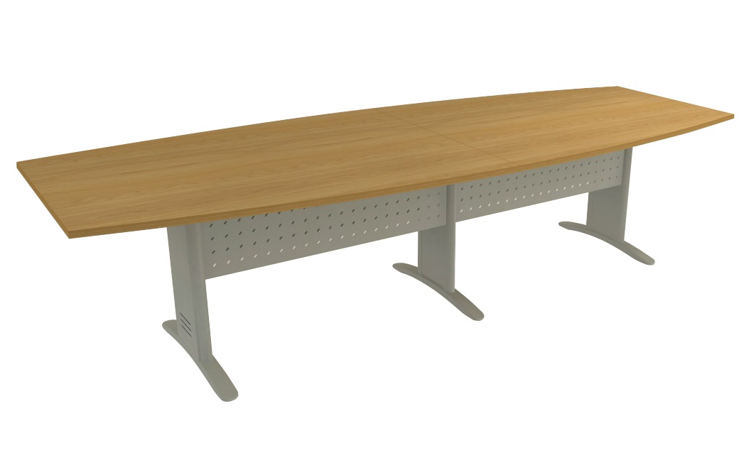 Mesa De Reunião Para Escritório - Semi-Oval Bipartida | Painel Em Aço 3000 X 1100 - Impéria Premium 25mm